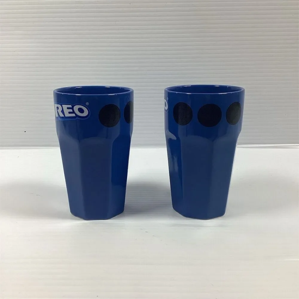Estelle Set‎ of 2 Oreo Cookie Blue Ceramic Tumblers 5